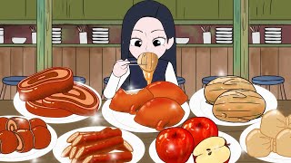 지브리 센과 치히로 먹방 | Ghibli | Spirited Away Mukbang | Animation ASMR