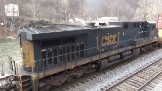Smoking DPU on a Long CSX Eastbound Stack Train I136 at Connellsville, PA