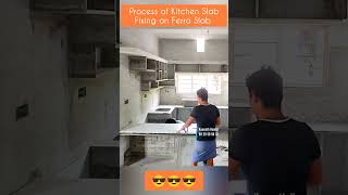 Nano-white Kitchen Granite Fixing || Ferro Slab Kitchen design 👍 || Kunnath Homes 90 20 50 90 10