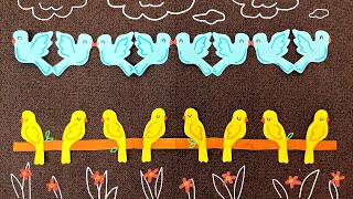 🦜 Beautiful Bird Paper Chain Making Idea | Paper Bird Border Design | Notice Board Decoration #craft screenshot 4