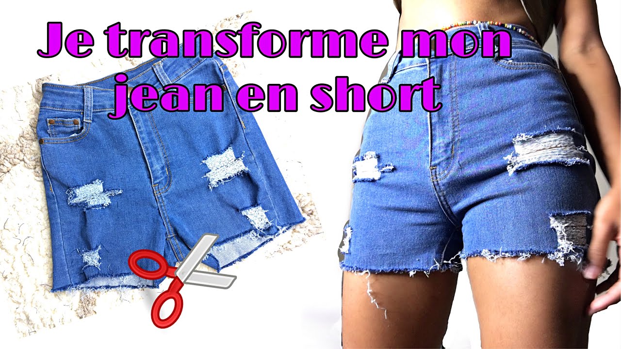 DIY : JE TRANSFORME MON JEAN EN SHORT | MONA ️ - YouTube