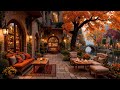Peaceful Autumn Morning at Outdoor Coffee Shop Ambience 🍂 Jazz Relaxing Music for Study, Working