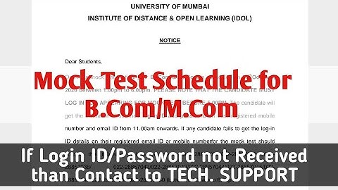 Mock Test Schedule for B.Com & M.Com | Login ID and Password on Registered Email/Mobile | Ashish Sir