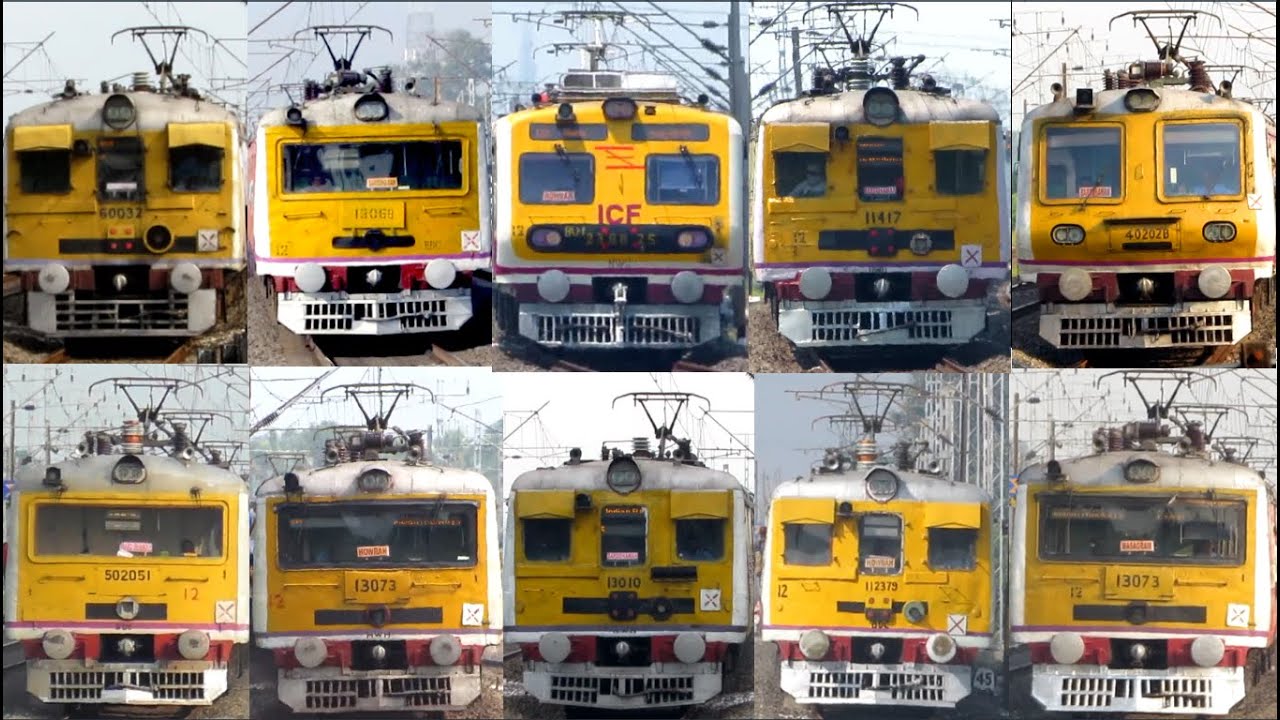 [11 in 1] Amazing multicolored EMU local trains arriving & departing ...