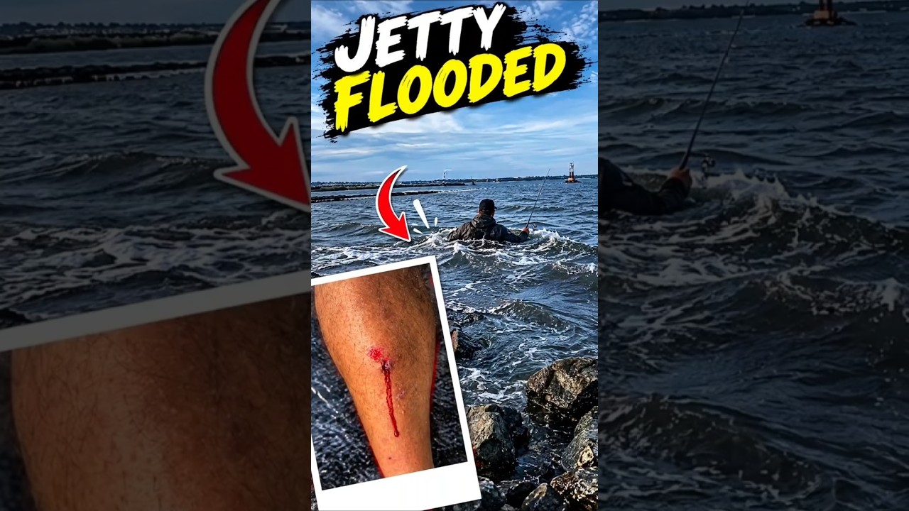 “I Almost Got Swept Off This Flooded Jetty! 😱”