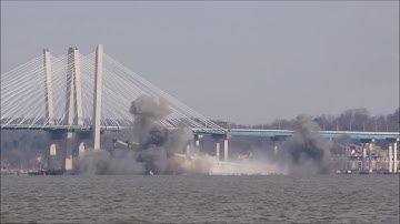 Tappan Zee Bridge - East Anchor Controlled Demolition - Slow Motion