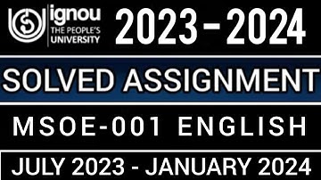 MSOE-001 SOLVED ASSIGNMENT 2023-24 | MSOE-001 SOLVED ASSIGNMENT 2023-24 IN ENGLISH | MSOE-001