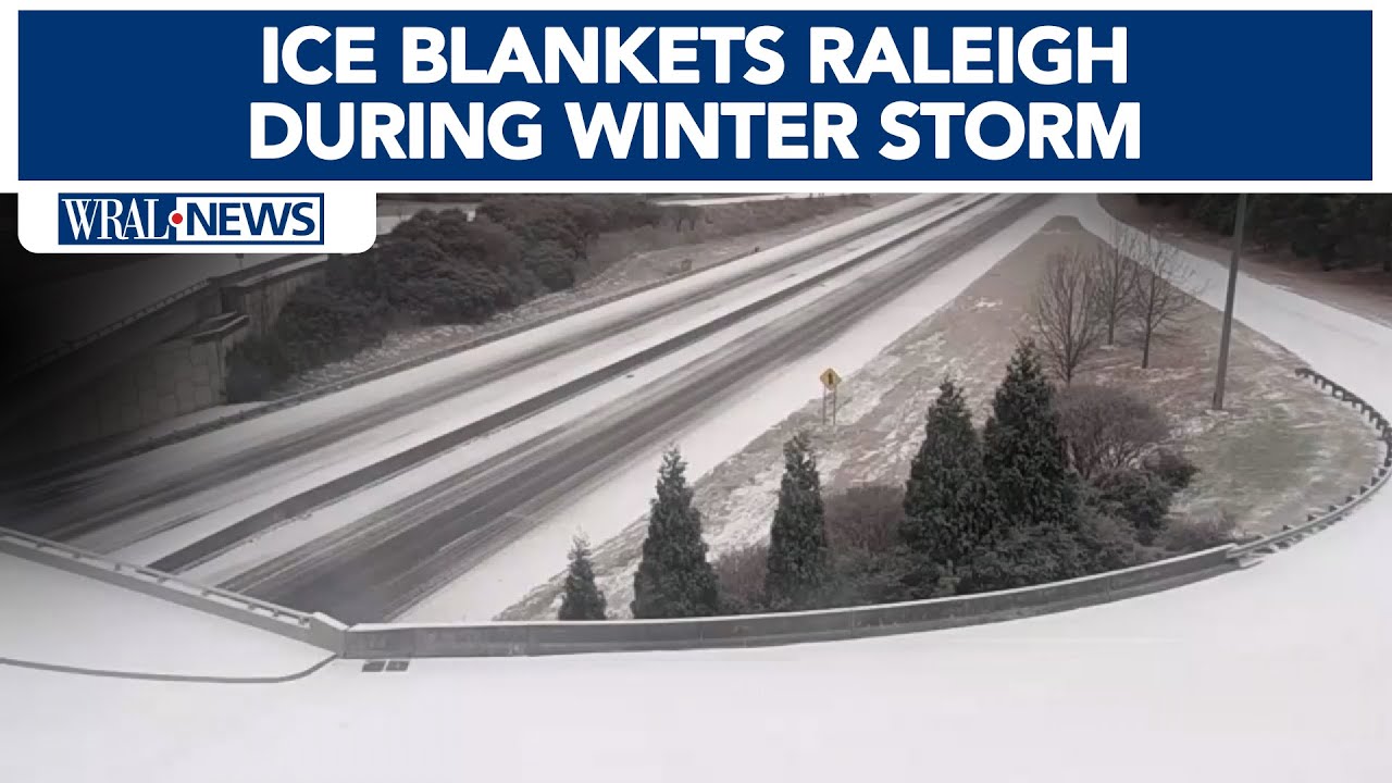 Ice blankets Raleigh during winter storm - YouTube