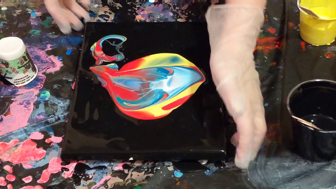 Flip Cup Acrylic Pour Painting using Water as Medium - YouTube