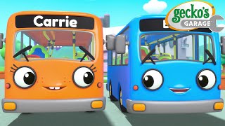 Bus Bumper BATTLE! | Max the Monster Truck | Truck and Bus Cartoon | Gecko's Garage