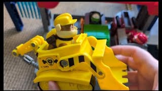 Rubble on the double. My 3yr old loves him!Paw Patrol, Rubble’s Bulldozer Toy Truck with Collectible