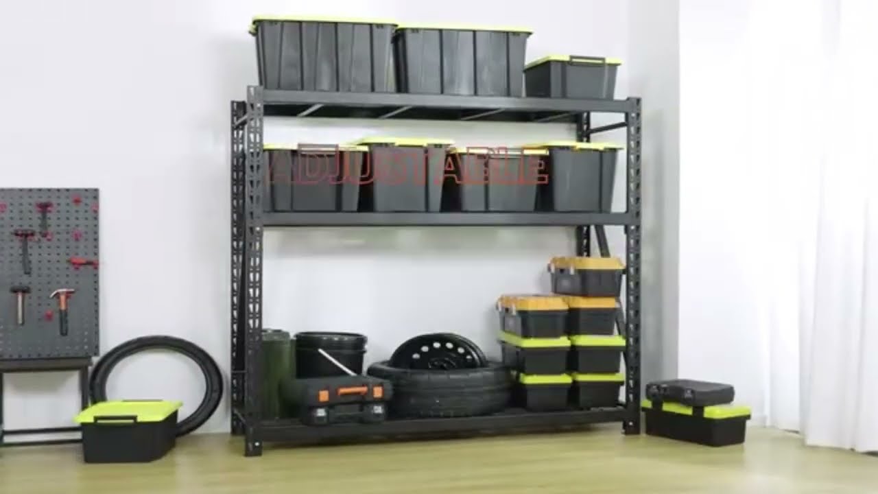 REIBII 68" W 4-Tier Heavy Duty Garage Shelving 9400 lbs Adjustable Storage Shelves for Warehouse, Garage, Basement, Shop