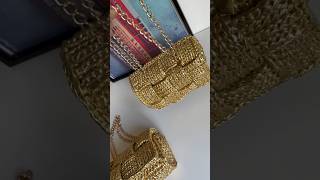 Crochet clutch bag, metallic gold yarn🧶 ALWAYS WATCHED🎥 #crochetbag #clutchbag #premiumbag #yarn