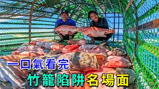 【合集】一口氣看完竹籠陷阱名場面，一個魚籠比客廳還大算什麽，最叼的是魚還真能把籠子塞滿！