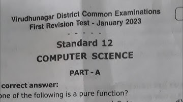 Class12|ComputerScience|First Revision Exam|January2023|Original Questionpaper|Virudhunagar district