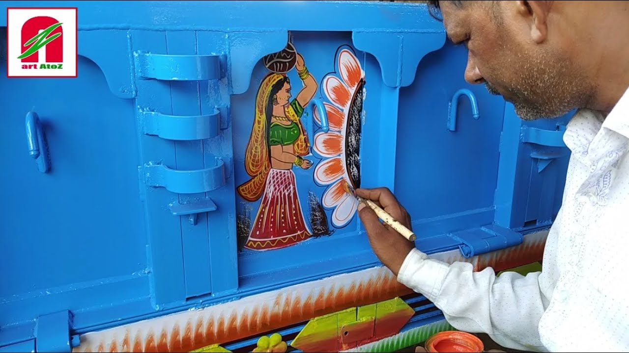 Panihari Painting on a Tractor Trolley ( Birbal Painter )