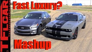 2017 Dodge Challenger Hellcat vs Infiniti Q70L: 0-60 MPH Mashup Review