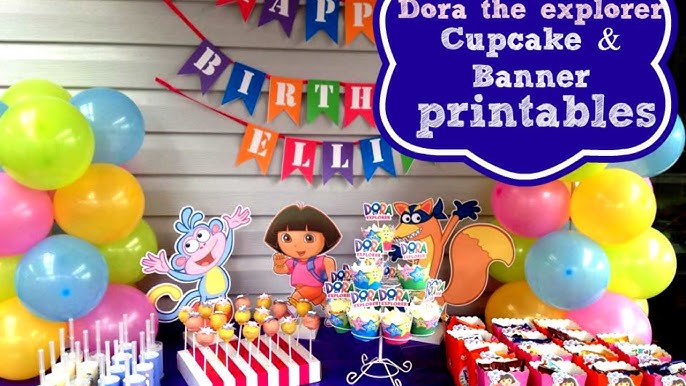 How to make Dora the explorer cupcake toppers & happy birthday banner at home with Free printables - YouTube how-to-make-dora-the-explorer-cupcake-toppers-happy-birthday-banner-at-home-with-free-printables-youtube