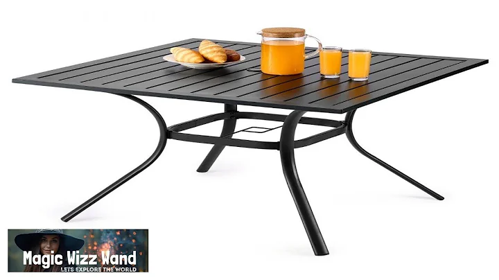 VEVOR Outdoor Patio Dining Table 37 inch Square Metal Steel Slat Backyard