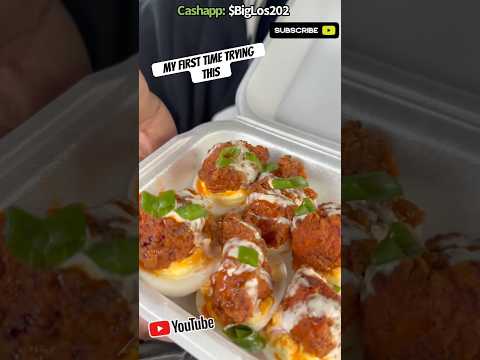 I Tried BUFFALO CHICKEN DEVILED EGGS‼️ #buffalochicken #deviledeggs #foodreview #shorts #foodie