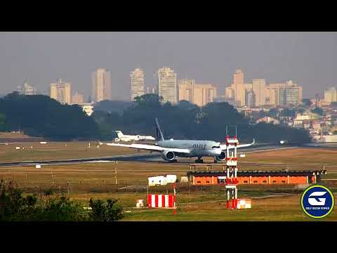 Pouso de Airbus A350 da Qatar no Aeroporto Internacional de São Paulo - Guarulhos (SBGR)
