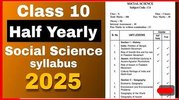 Class 10 social science half yearly syllabus 2025#asseb #socialscience #seba#hslc