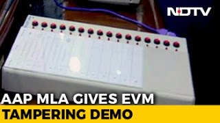 Aam aadmi party legislator saurabh bhardwaj gave a live demo in the
delhi assembly on "how electronic voting machines or evms can be
rigged." former mini...
