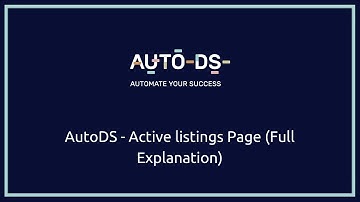 AutoDS - Active listings Page (Full Explanation)