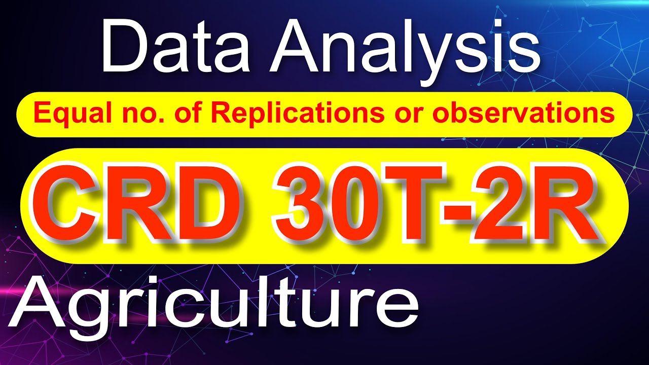 CRD Analysis Equal no. of replications, observations, plots statistics analysis model statistics agr
