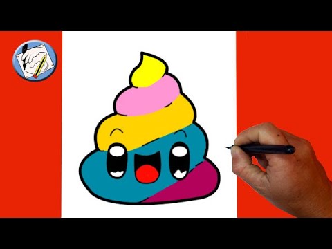  Dibujos kawaii fáciles para niños y niñas* Como dibujar Emoji Popo Kawaii Arcoiris paso a paso