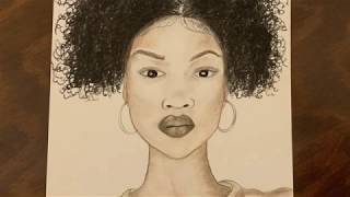 Black lady sketch/ how to draw black girl