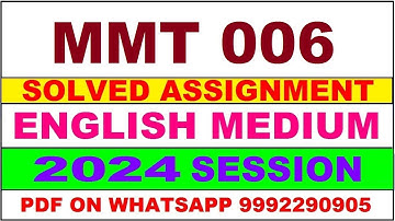 mmt 6 solved assignment 2024 | mmt 6 solved assignment in english 2023-24 | mmt 6 2024