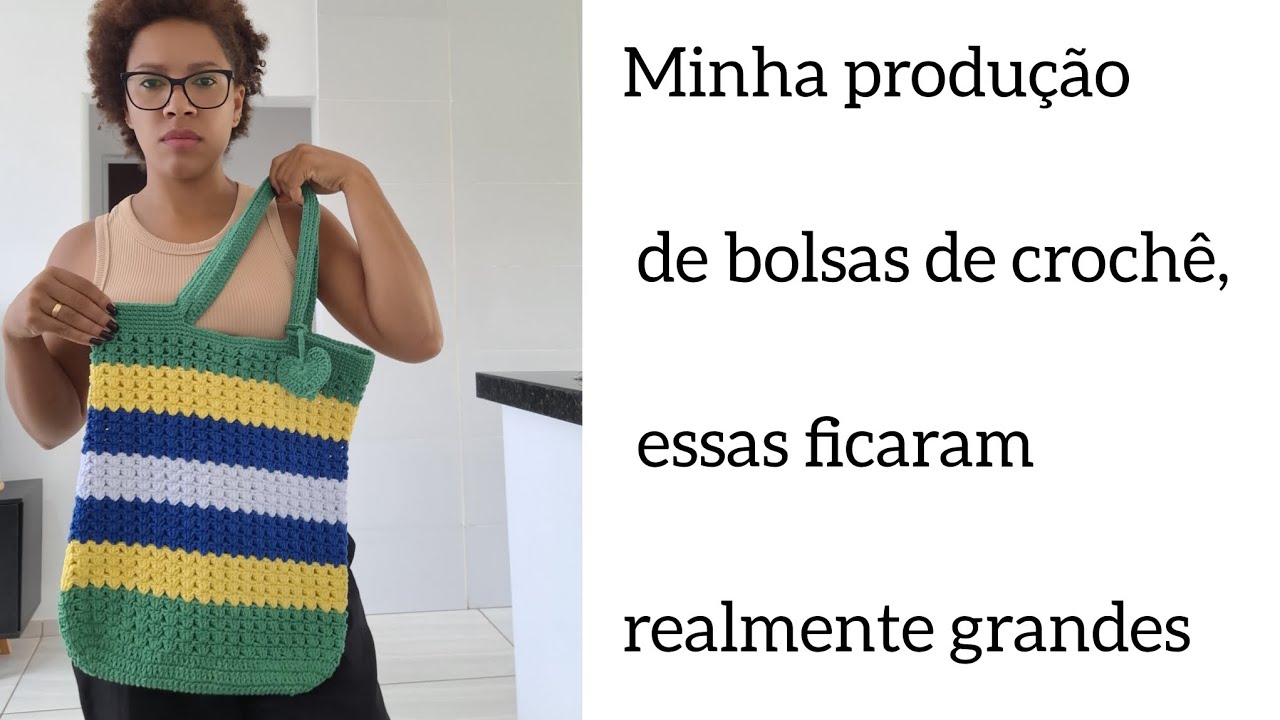 Minha produção de bolsas de crochê grande para atacado 