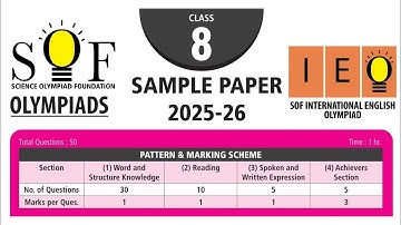SOF IEO International English Olympiad Class 8 Sample Paper 2025-26