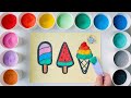 Sand painting popsicle and ice cream how to draw and coloring for kids toddlers