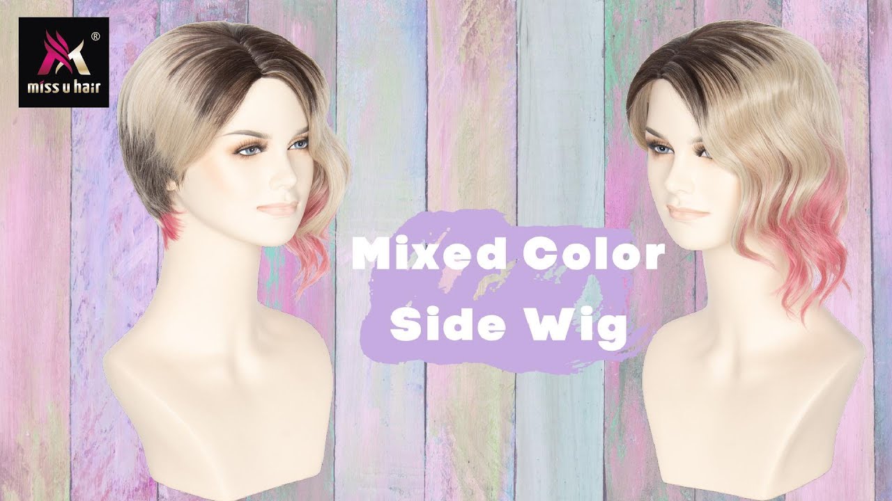 SHORT BLONDE PINK WITH DARK ROOTS WIG | COSPLAY GWEN STACY WIG | MISSUHAIR