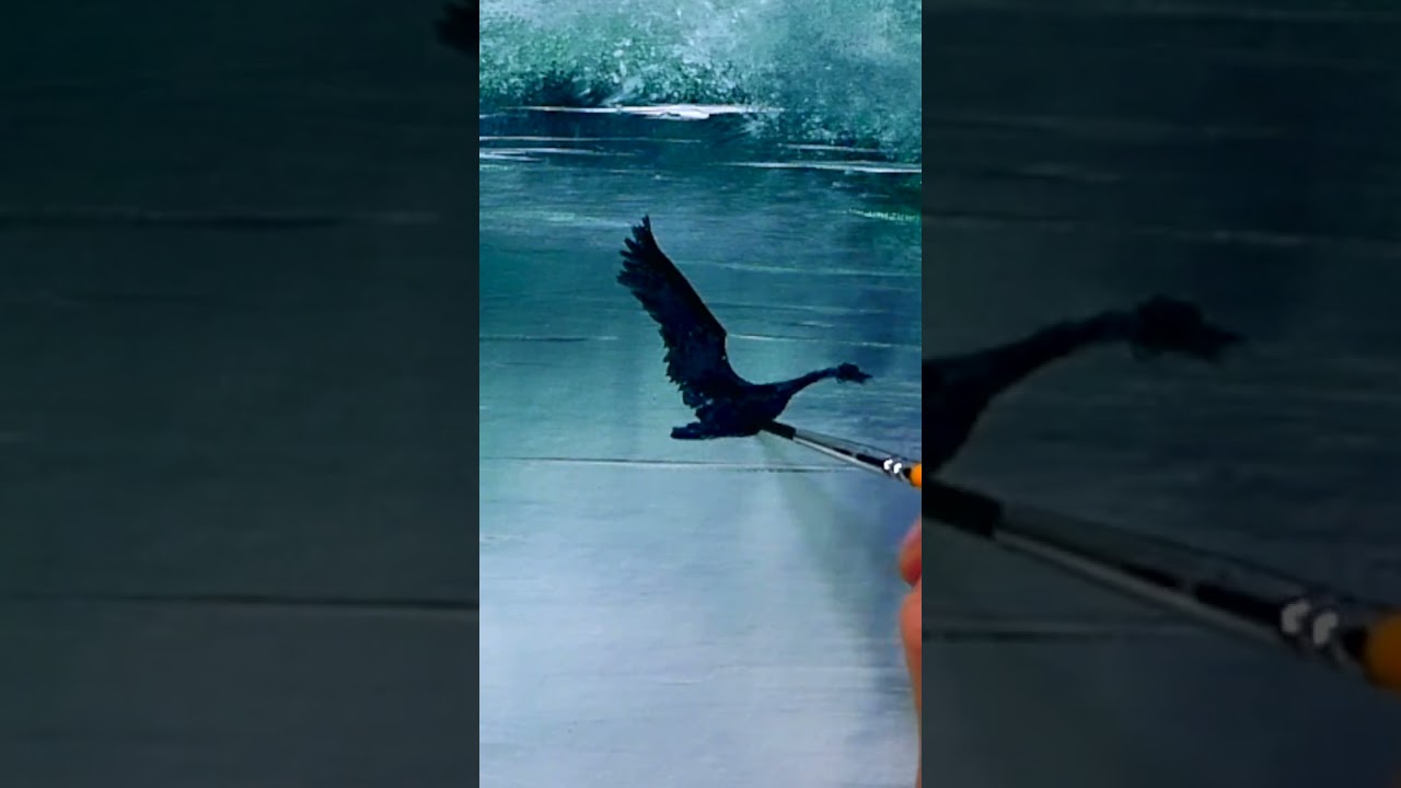 Flying Gees Over Lake Short Art Video Tutorial Oval Brush Art #paintingtechniques