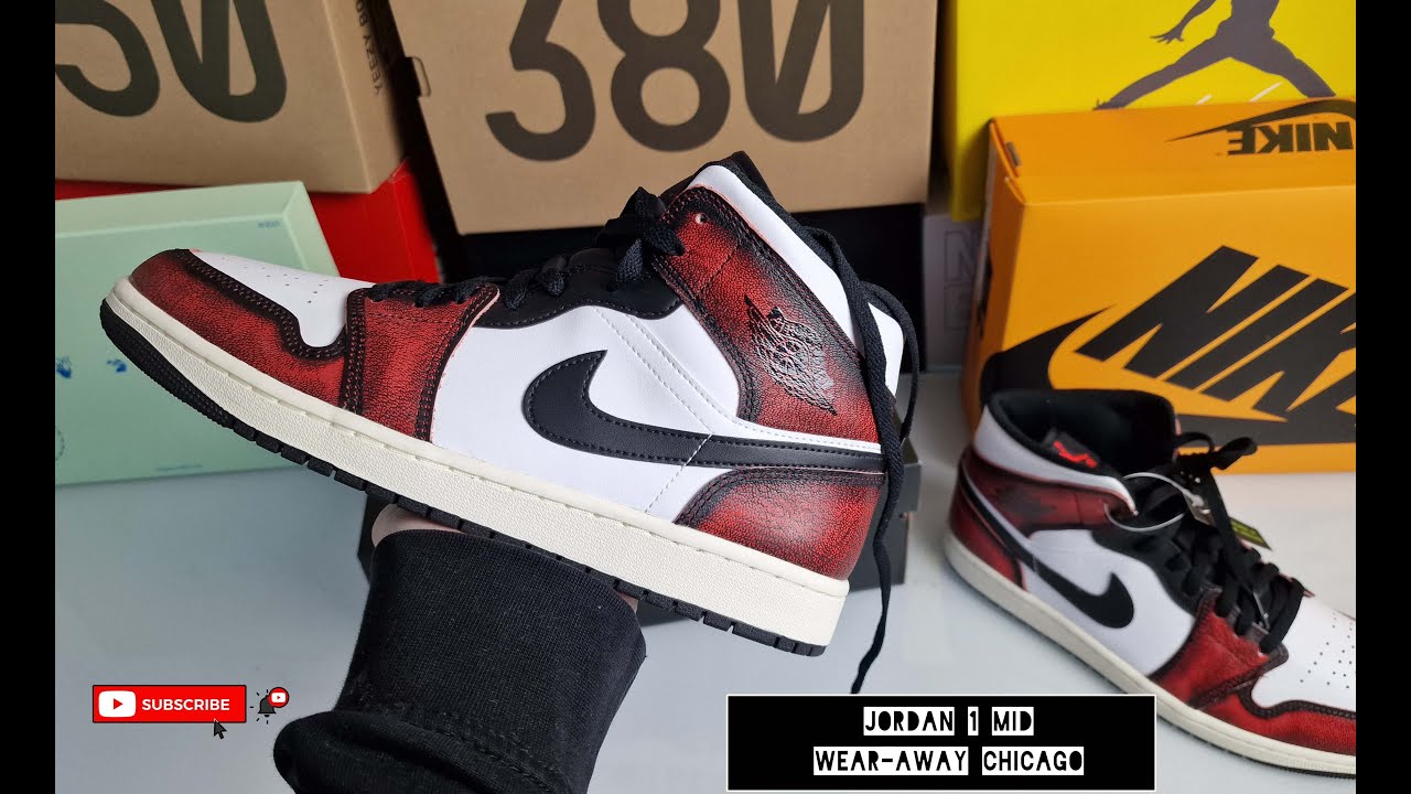 Jordan 1 Mid Wear-Away Chicago - On Feet and Check * NiCe 88% - YouTube