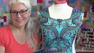 How to Sew Garments with Large Print Fabrics Large Print Fabrics can make a plain and simple pattern into a stunning garment. The placement of the pattern will do all the work.