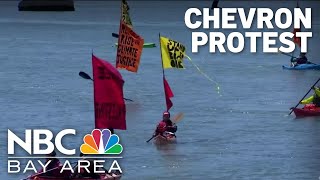 &#39;Kayak-tivists&#39; take Chevron protest out onto the Bay by Richmond