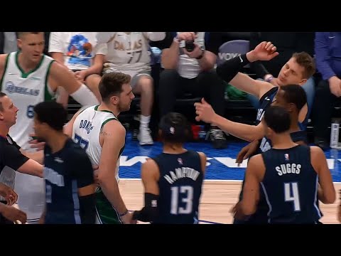 Luka is angry as hell and tries to fight Mo Wagner after he yelled at him 😂