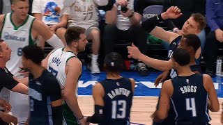 Luka is angry as hell and tries to fight Mo Wagner after he yelled at him 😂