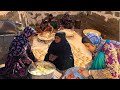 Combination of simple food and local bread in Grandma camp, very lovely
