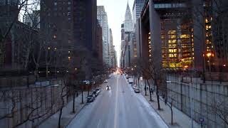 Sunset time-lapse on 42nd street in Midtown Manhattan NYC