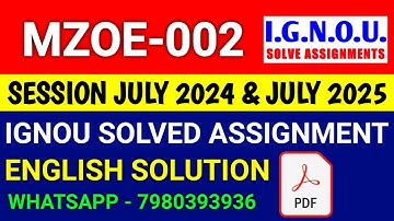 MZOE 002 solved assignment 2024-25 | MZOE 002 solved assignment 2025 | Ignou MZOE 002 in English