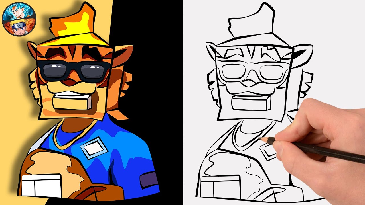 FREE FIRE DRAWING CARTOON LOGO TIGER PAPERCUT -  HOW TO DRAW FREE FIRE FF - Gambar Free Fire