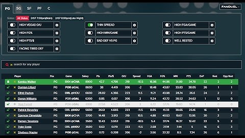 DFSR NBA Lineup Optimizer and Player Lab for FanDuel and DraftKings