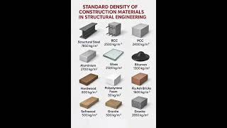 Standard Density of Construction materials | #shorts #civilengineering #knowledge