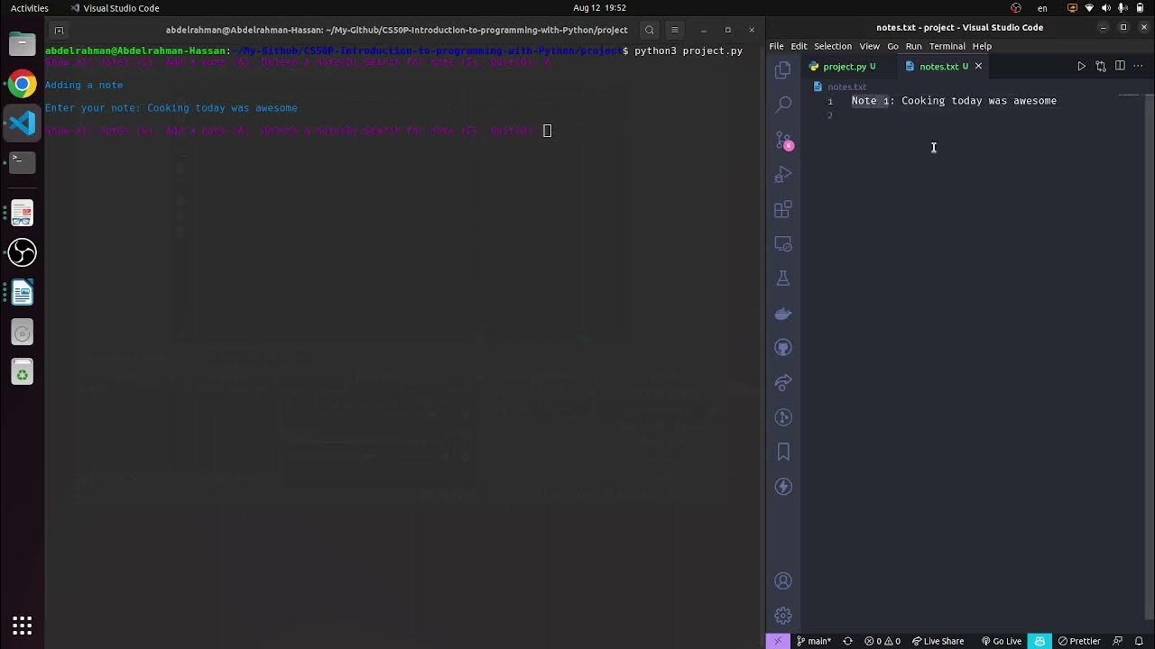 Note Keeper Python Project - YouTube