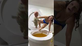 Crazy Face Lady Saves Strangers Baby From Worlds Largest Toilet Orange Pool #Shorts